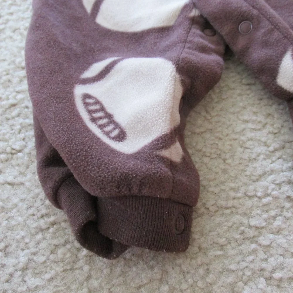 Carters Snap Up Footless Fleece Romper Infant Boys Size 6M Brown Football Sports